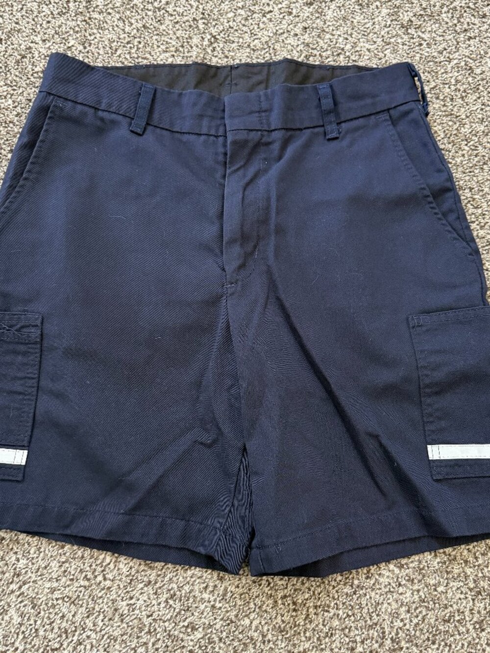 FedEx Cargo Shorts Men's 32 Navy Blue Reflective Stripe Stan Herman Workwear